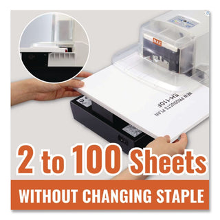 EH-110F Professional Heavy Duty Flat Clinch Stapler, 100-Sheet Capacity, Gray