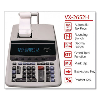 VX2652H Two-Color Printing Calculator, Black/Red Print, 4.8 Lines/Sec