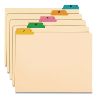 Alphabetic Top Tab Indexed File Guide Set, 1/5-Cut Top Tab, A to Z, 8.5 x 14, Manila, 25/Set