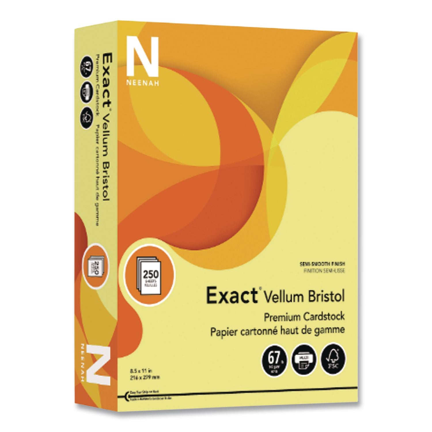 Exact Vellum Bristol Cover Stock, 67 lb Bristol Weight, 8.5 x 11, Ivory, 250/Pack