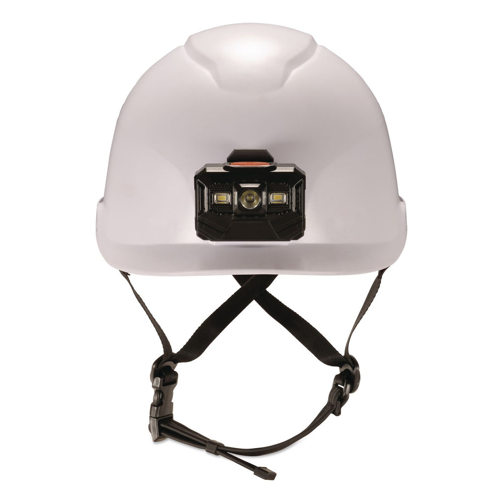 Skullerz 8976LED Class E Safety Helmet with LED Light, 6-Point Rachet Suspension, White, Ships in 1-3 Business Days