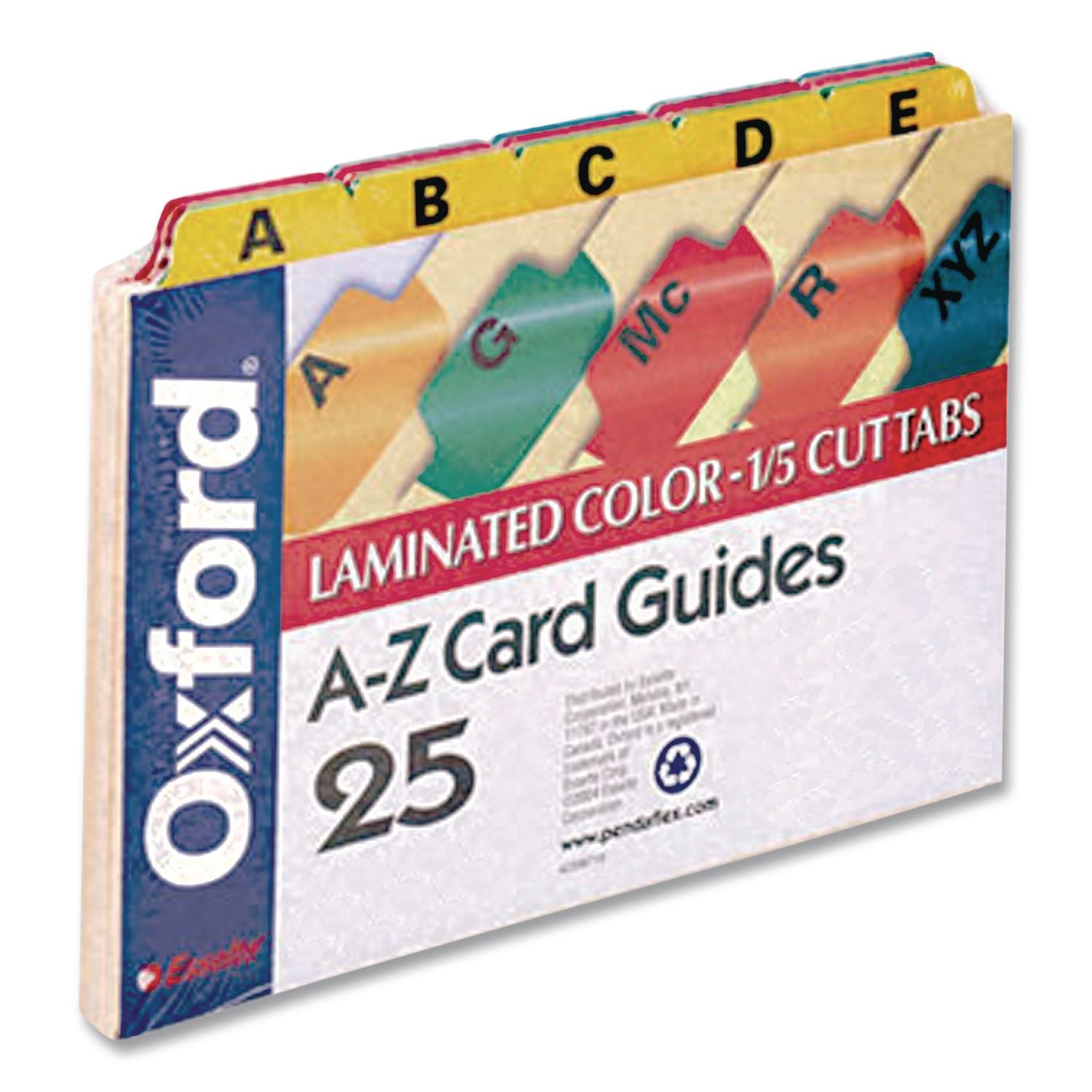 Manila Index Card Guides with Laminated Tabs, 1/5-Cut Top Tab, A to Z, 5 x 8, Manila, 25/Set