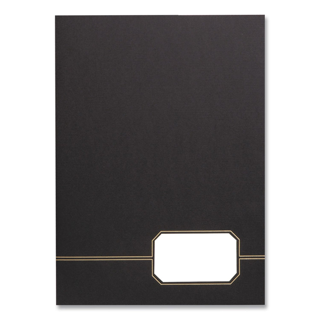 Monogram Series Business Portfolio, Premium Cover Stock, 0.5" Capacity, 11 x 8.5, Black w/Embossed Gold Foil Accents, 4/Pack