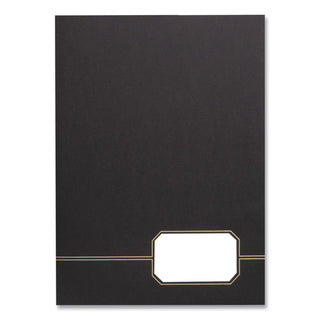 Monogram Series Business Portfolio, Premium Cover Stock, 0.5" Capacity, 11 x 8.5, Black w/Embossed Gold Foil Accents, 4/Pack