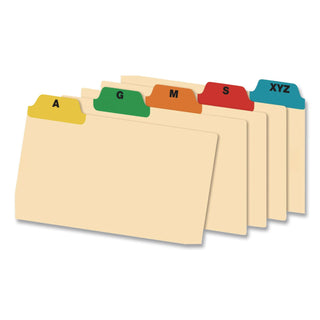Manila Index Card Guides with Laminated Tabs, 1/5-Cut Top Tab, A to Z, 3 x 5, Manila, 25/Set