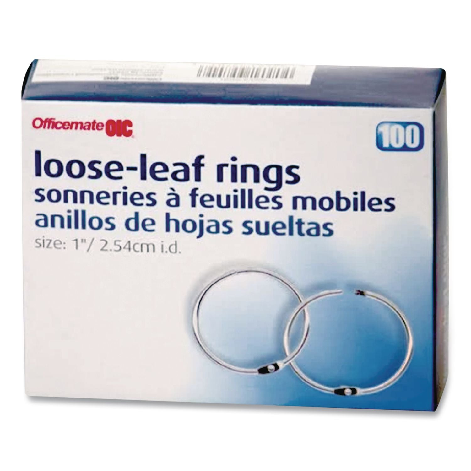 Book Rings, 1" Diameter, 100/Box