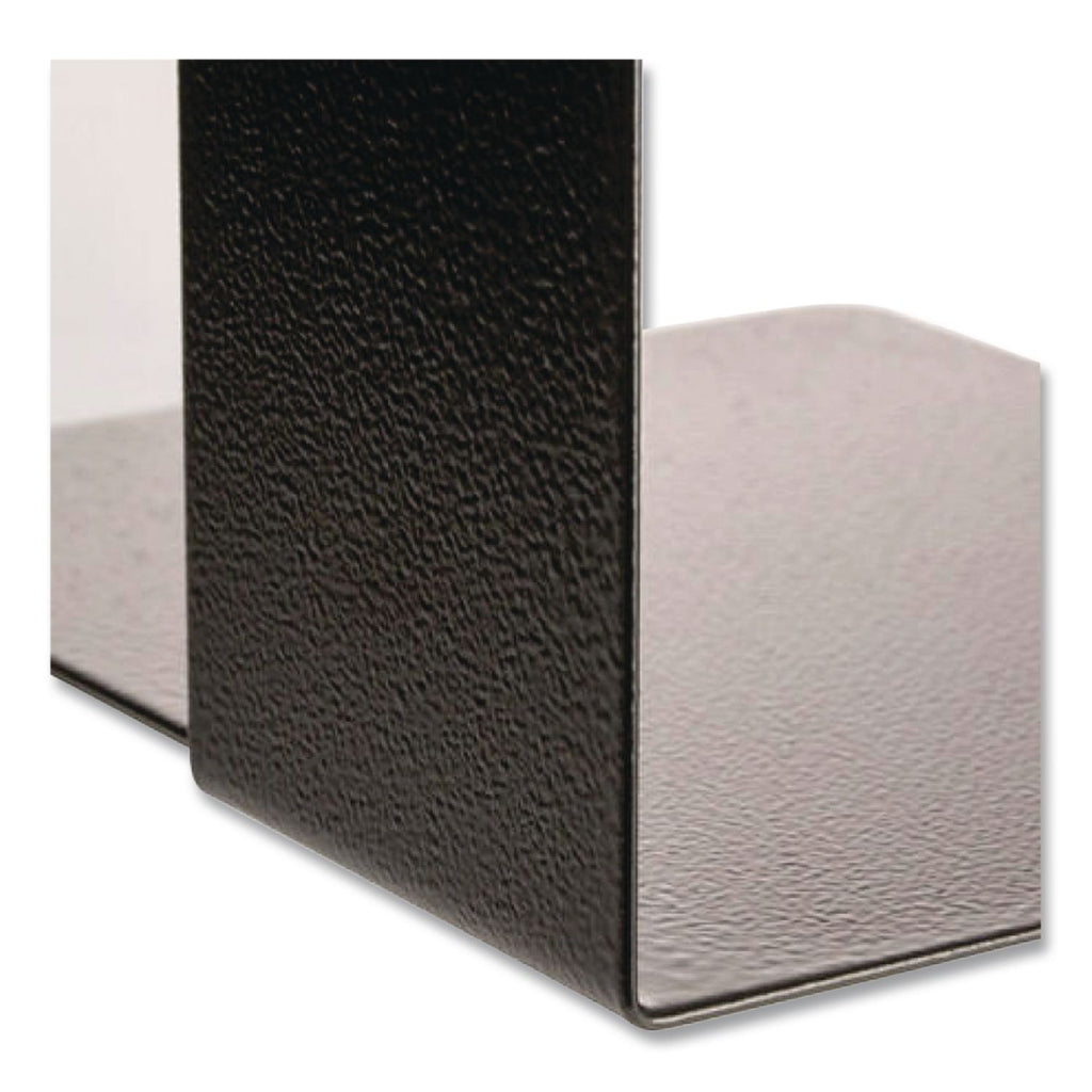 Heavy Duty Bookends, Nonskid, 8 x 8 x 10, Steel, Black, 1 Pair