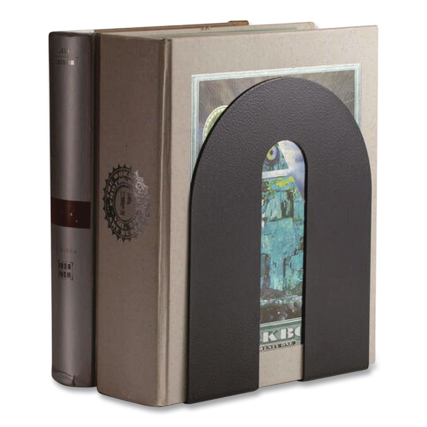 Heavy Duty Bookends, Nonskid, 8 x 8 x 10, Steel, Black, 1 Pair