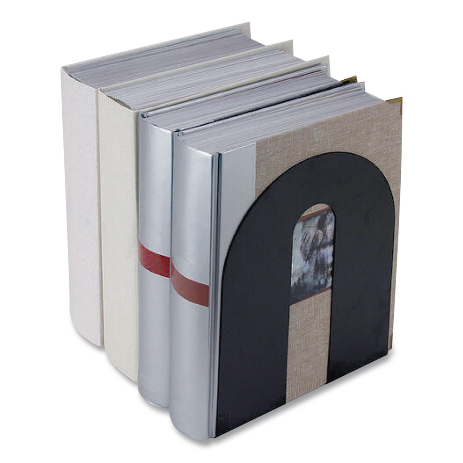 Heavy Duty Bookends, Nonskid, 8 x 8 x 10, Steel, Black, 1 Pair