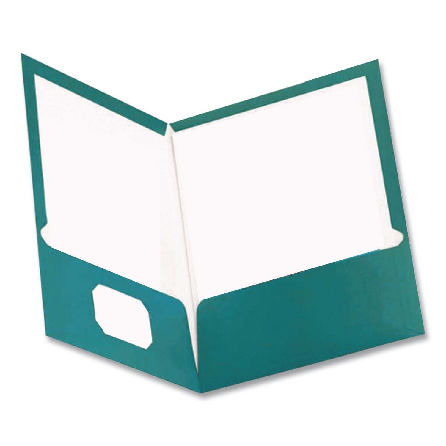 Two-Pocket Laminated Folder, 100-Sheet Capacity, 11 x 8.5, Metallic Teal, 25/Box