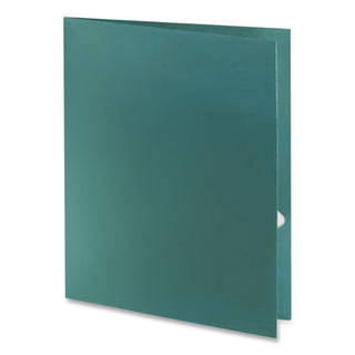 Two-Pocket Laminated Folder, 100-Sheet Capacity, 11 x 8.5, Metallic Teal, 25/Box