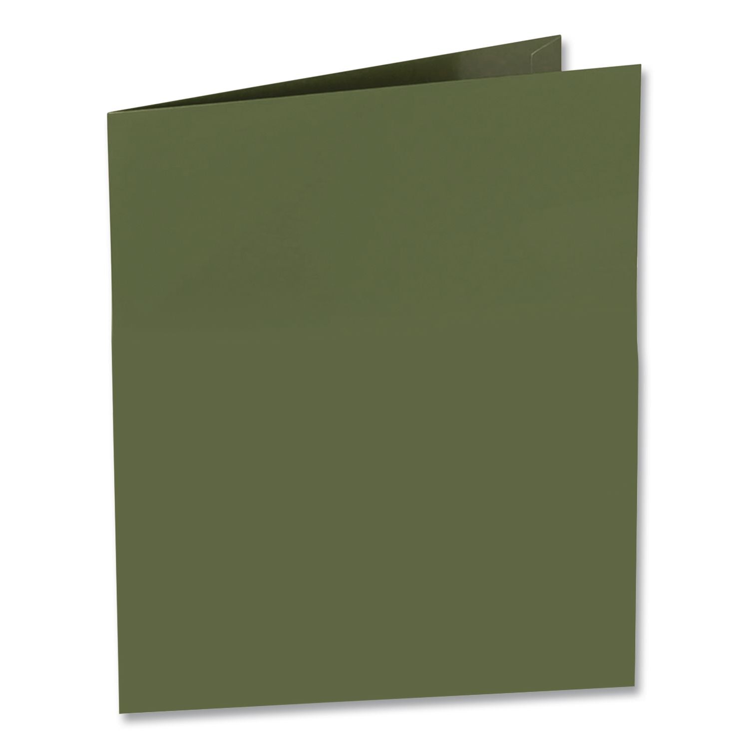 Two-Pocket Laminated Folder, 100-Sheet Capacity, 11 x 8.5, Metallic Green, 25/Box