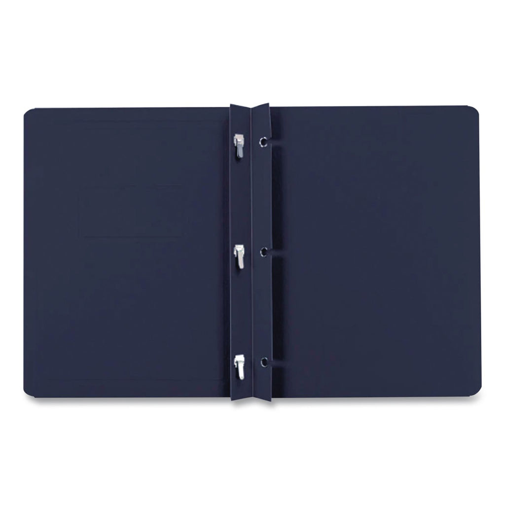 Title Panel and Border Front Report Cover, Three-Prong Fastener, 0.5" Capacity, Dark Blue/Dark Blue, 25/Box