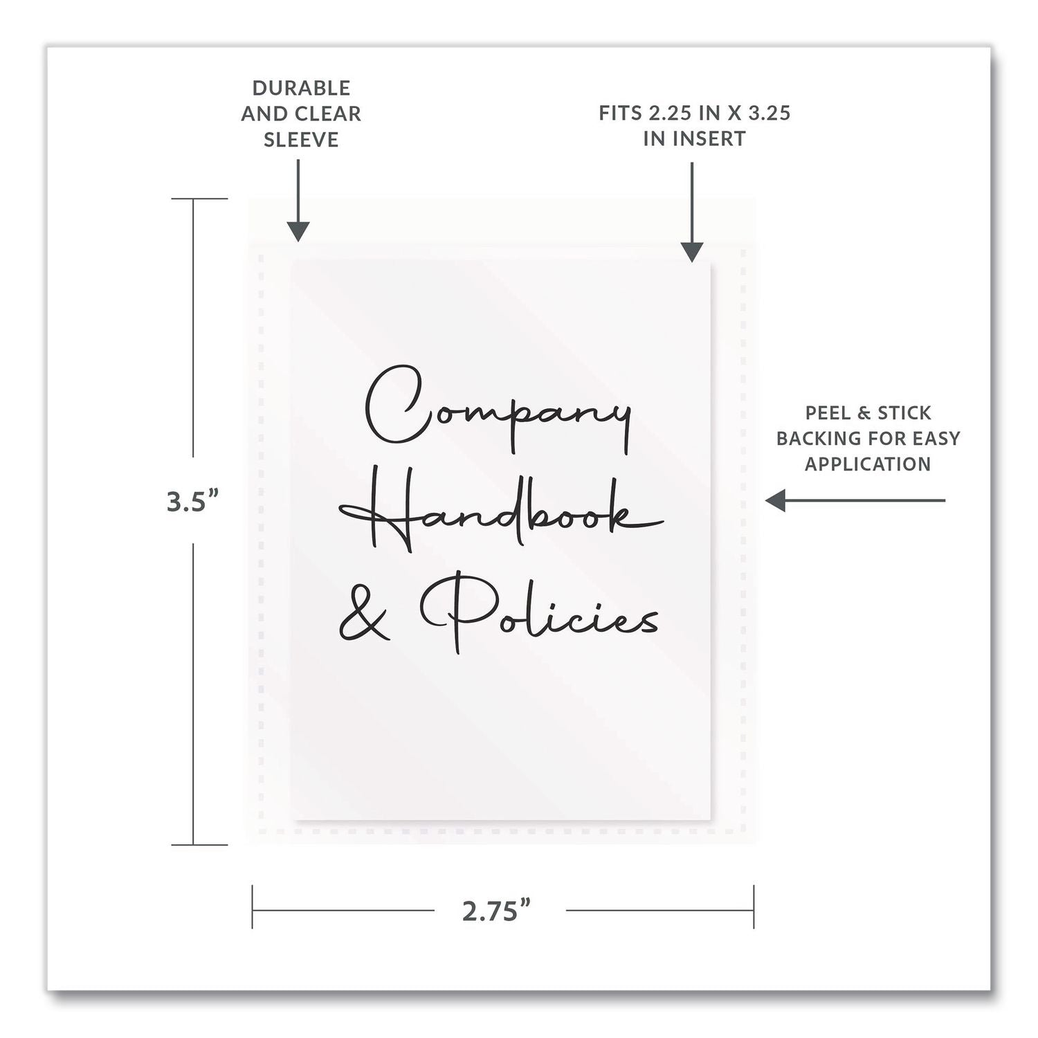 Self-Adhesive Ring Binder Label Holders, Top Load, 2.25 x 3.63, Clear, 12/Pack