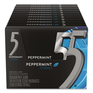 5 Gum Cobalt 5 Peppermint Sugar-free Gum - Peppermint - Individually Wrapped - 10 / Box