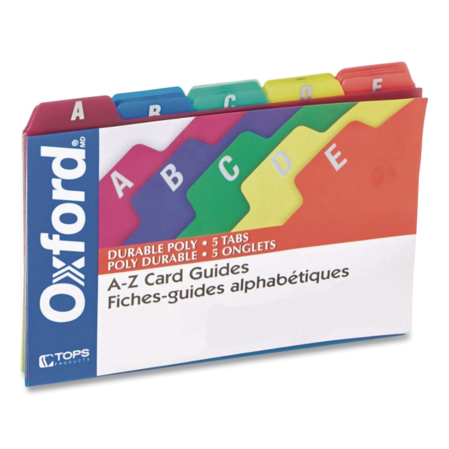Durable Poly A-Z Card Guides, 1/5-Cut Top Tab, A to Z, 5 x 8, Assorted Colors, 25/Set