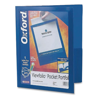 ViewFolio Polypropylene Portfolio, 100-Sheet Capacity, 11 x 8.5, Clear/Blue
