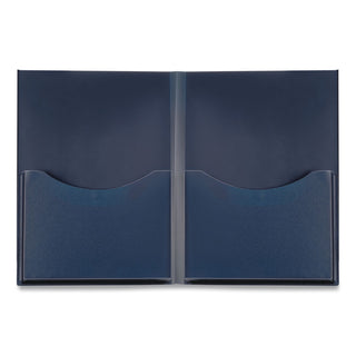 Poly Double Stuff Gusseted 2-Pocket Folder, 200-Sheet Capacity, 11 x 8.5, Navy