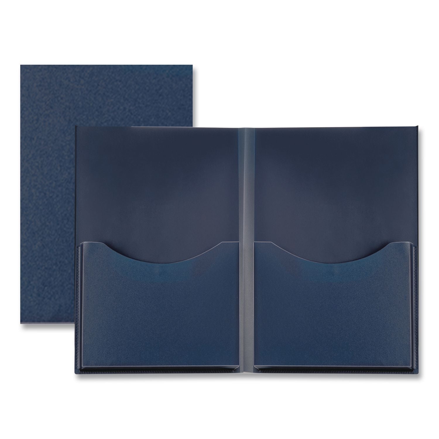 Poly Double Stuff Gusseted 2-Pocket Folder, 200-Sheet Capacity, 11 x 8.5, Navy