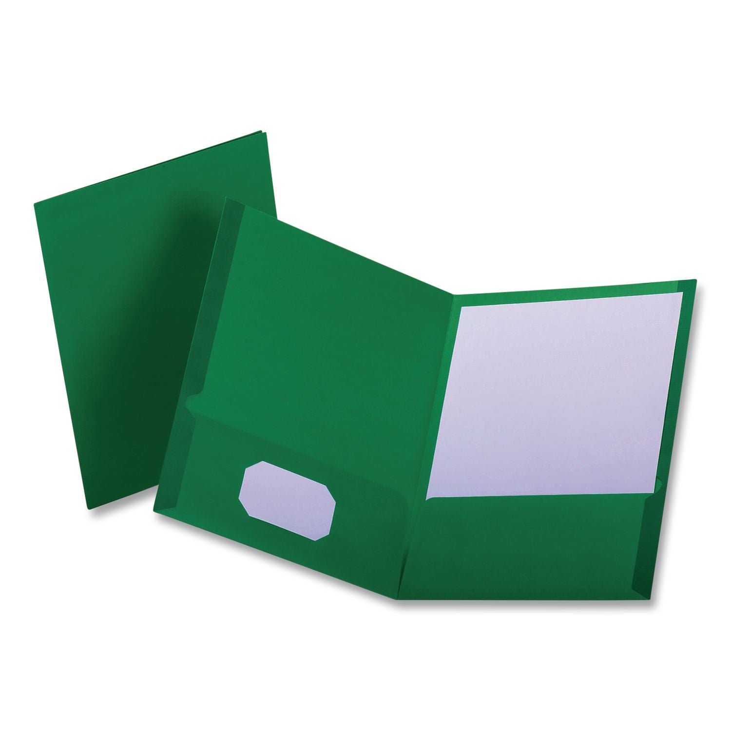 Twin-Pocket Folder, Embossed Leather Grain Paper, 0.5" Capacity, 11 x 8.5, Light Green, 25/Box
