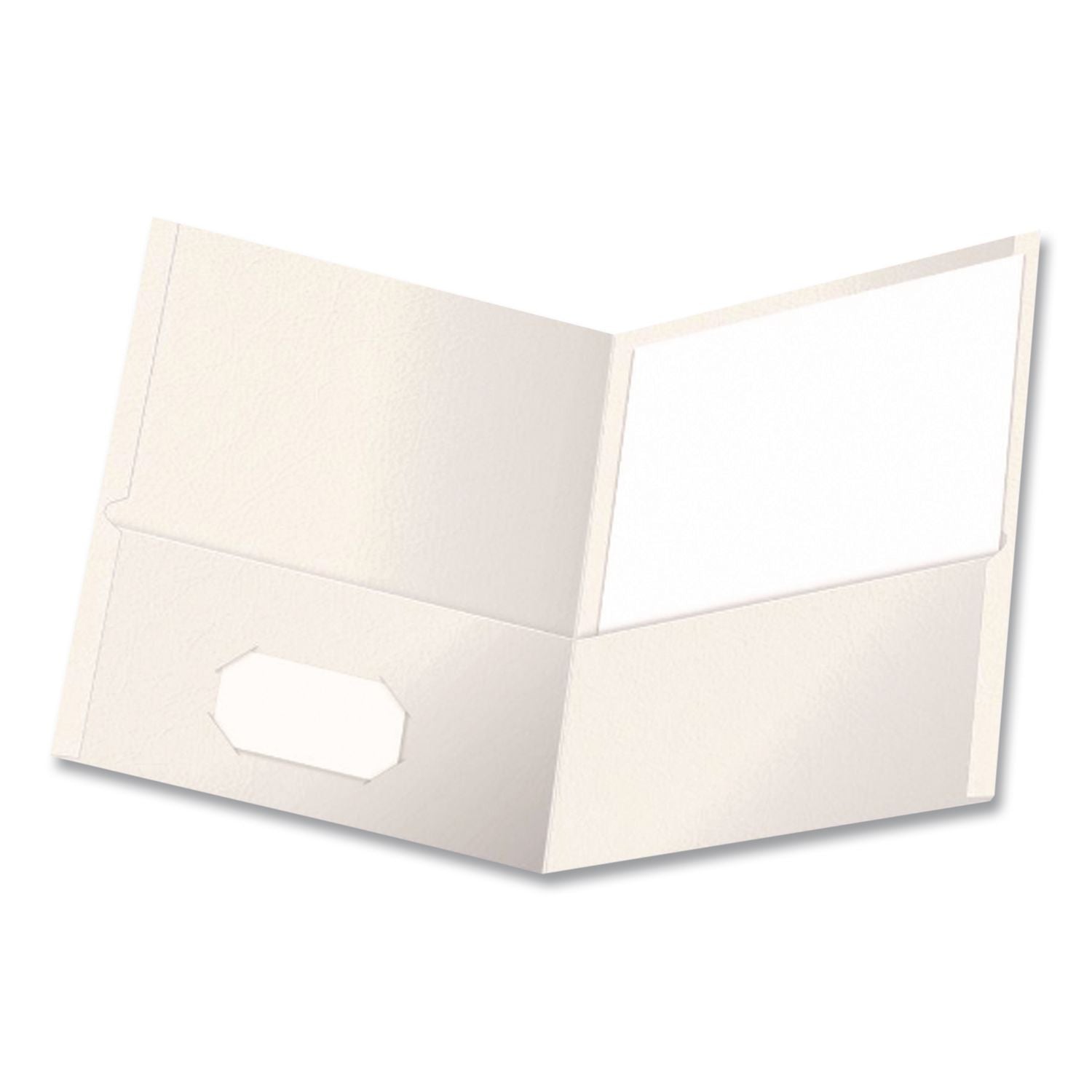 Twin-Pocket Folder, Embossed Leather Grain Paper, 0.5" Capacity, 11 x 8.5, White, 25/Box