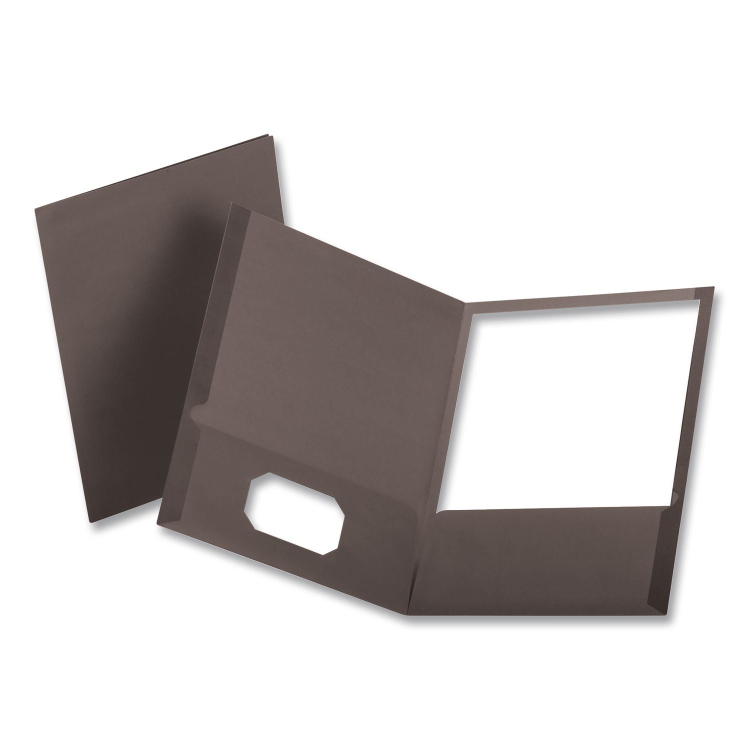 Twin-Pocket Folder, Embossed Leather Grain Paper, 0.5" Capacity, 11 x 8.5, Black, 25/Box
