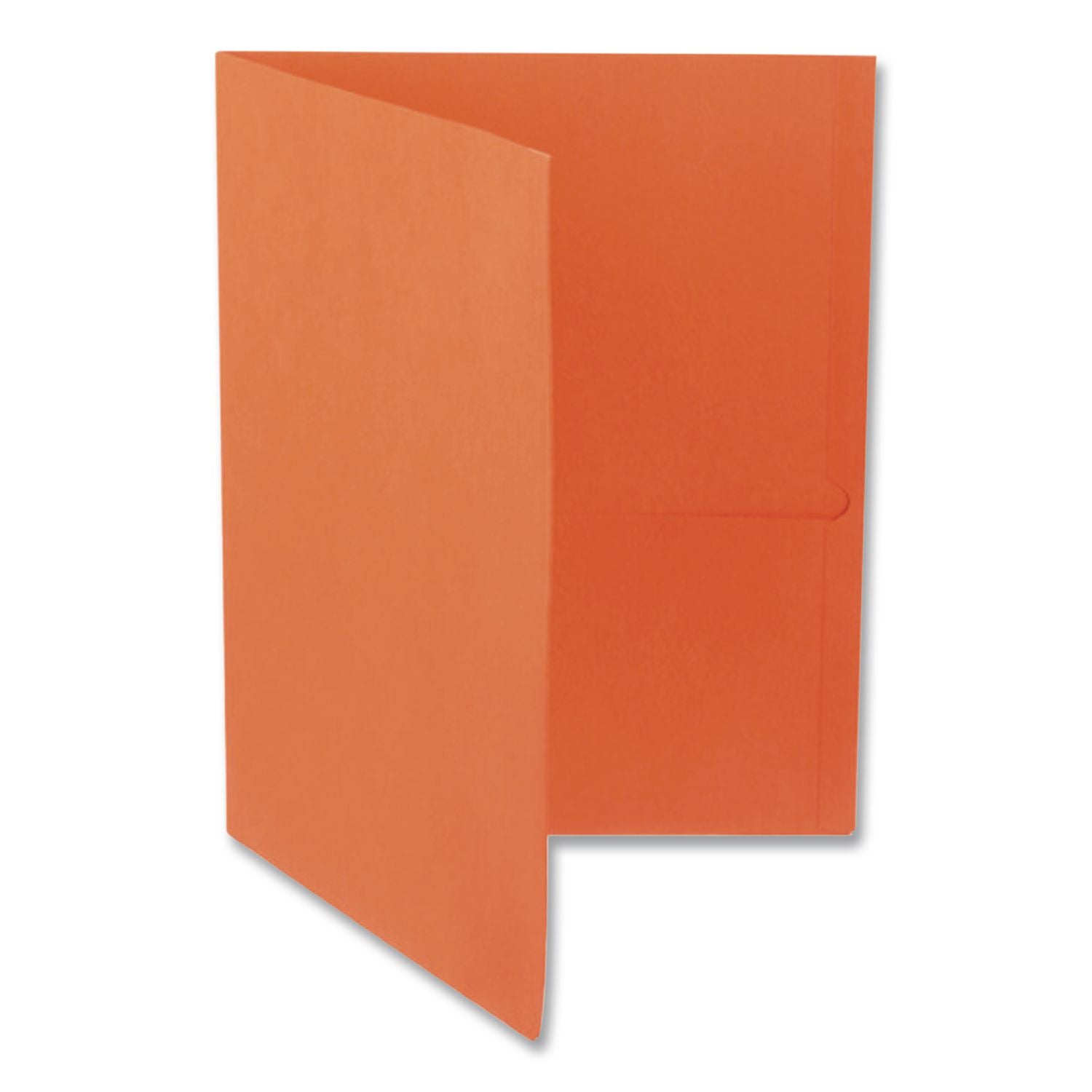 Twin-Pocket Folder, Embossed Leather Grain Paper, 0.5" Capacity, 11 x 8.5, Orange, 25/Box