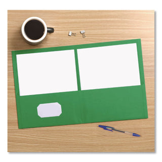 Twin-Pocket Folder, Embossed Leather Grain Paper, 0.5" Capacity, 11 x 8.5, Assorted Colors, 25/Box