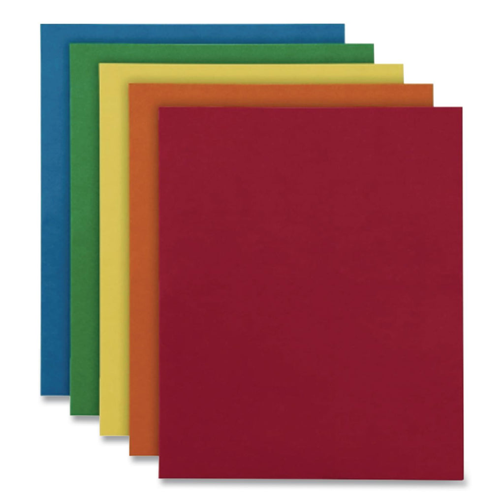 Twin-Pocket Folder, Embossed Leather Grain Paper, 0.5" Capacity, 11 x 8.5, Assorted Colors, 25/Box