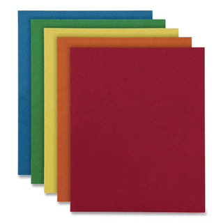Twin-Pocket Folder, Embossed Leather Grain Paper, 0.5" Capacity, 11 x 8.5, Assorted Colors, 25/Box