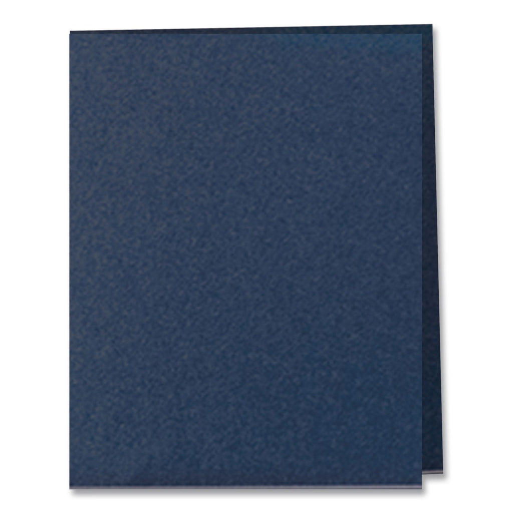 Twin-Pocket Folder, Embossed Leather Grain Paper, 0.5" Capacity, 11 x 8.5, Dark Blue, 25/Box