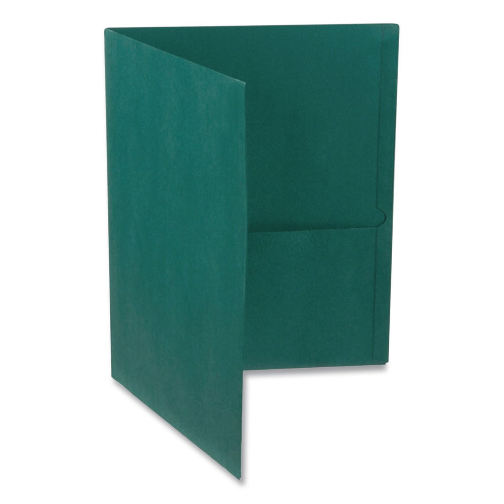Twin-Pocket Folder, Embossed Leather Grain Paper, 0.5" Capacity, 11 x 8.5, Teal, 25/Box