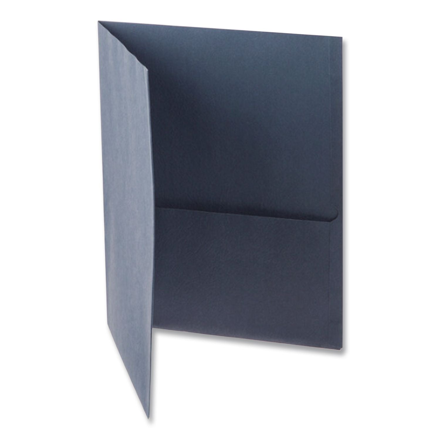 Leatherette Two Pocket Portfolio, 8.5 x 11, Blue/Blue, 10/Pack