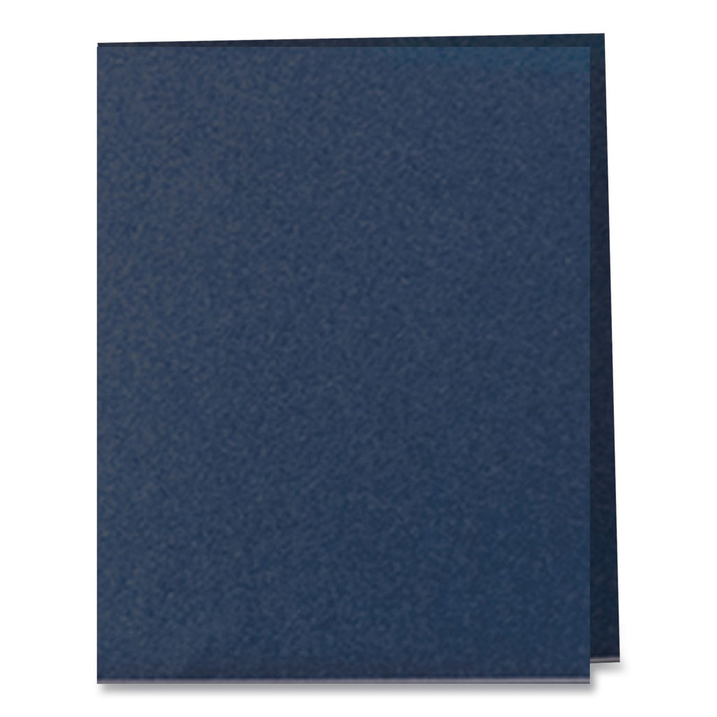 Leatherette Two Pocket Portfolio, 8.5 x 11, Blue/Blue, 10/Pack