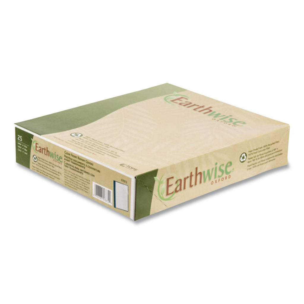 Earthwise by Oxford 100% Recycled Clear Front Report Covers, 3-Prong Fastener, 0.5" Capacity, 8.5 x 11, Clear/Blue, 25/Box