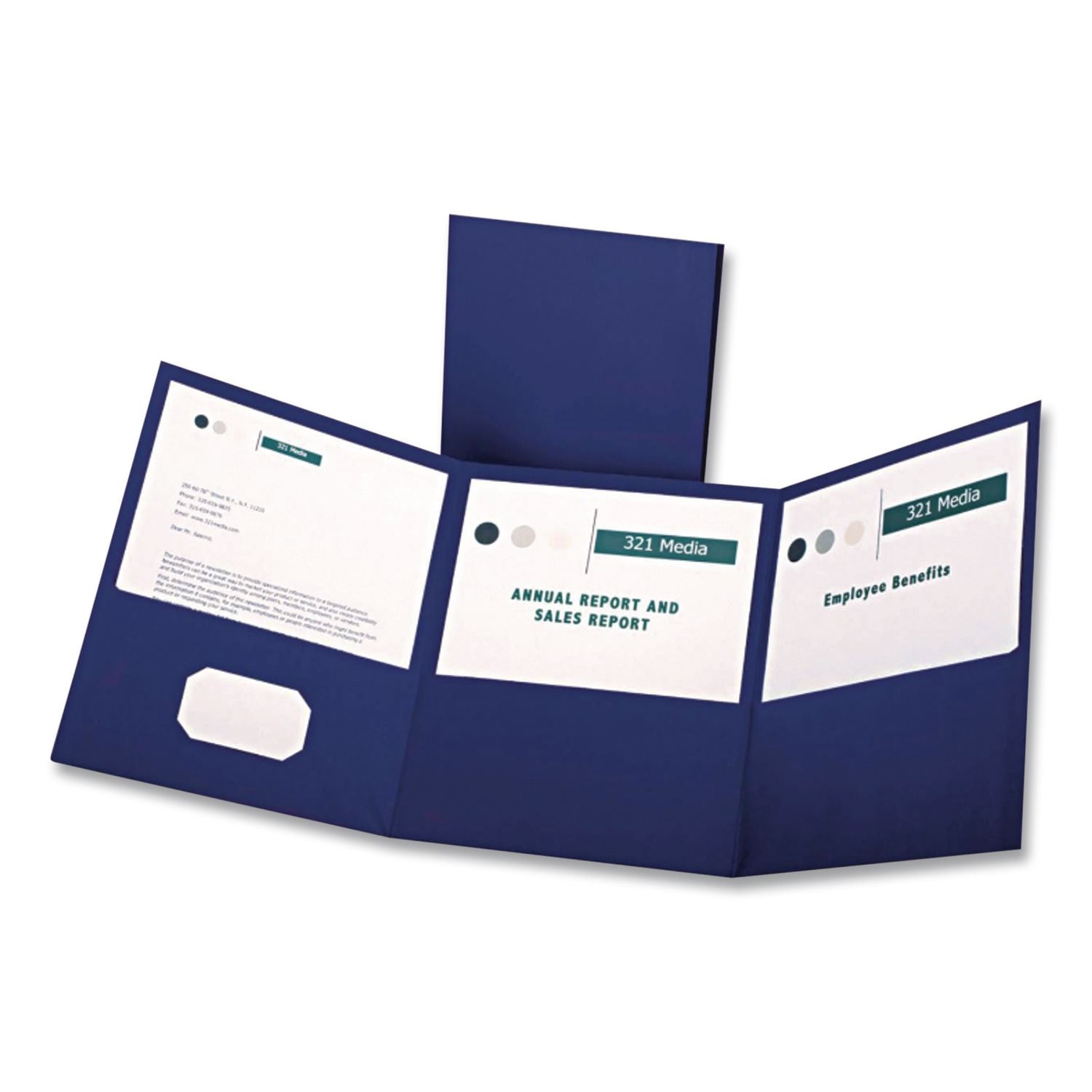 Tri-Fold Folder w/3 Pockets, 150-Sheet Capacity, 11 x 8.5, Blue, 20/Box