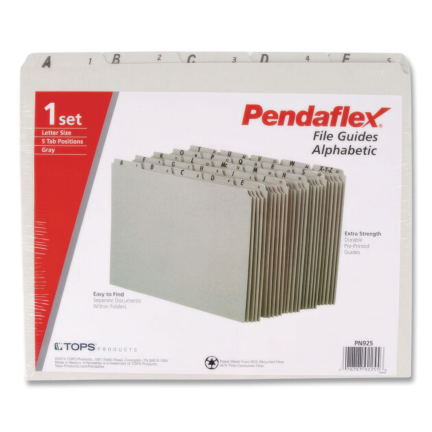 Top Tab A-Z File Guides, 1/5-Cut Top Tab, A to Z, 8.5 x 11, Gray, 25/Set