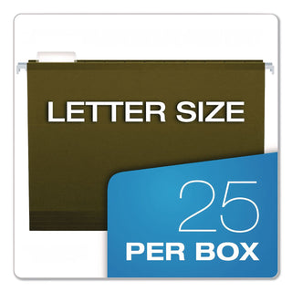 Earthwise by Pendaflex 100% Recycled Colored Hanging File Folders, Printable Inserts, Letter Size, 1/5-Cut Tabs, Green, 25/BX