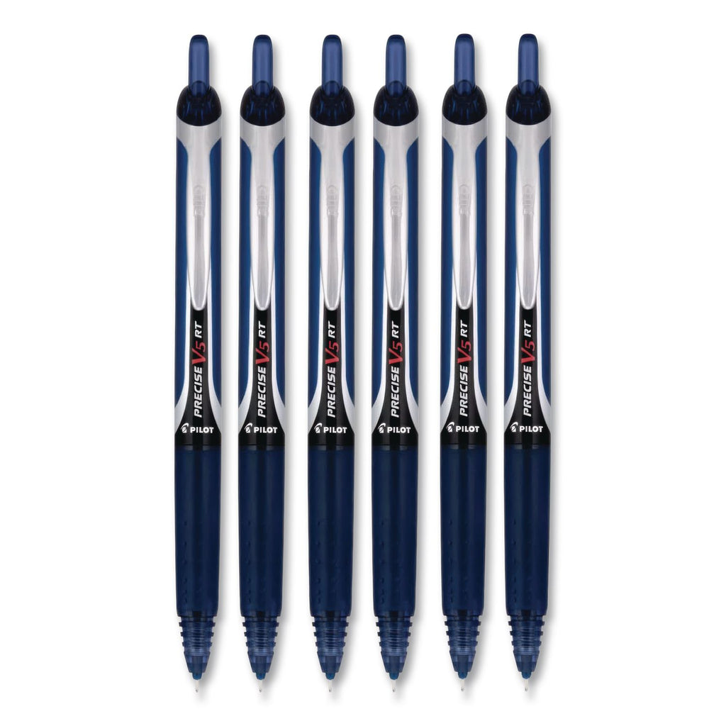 Precise V5RT Roller Ball Pen, Retractable, Extra-Fine 0.5 mm, Navy Ink, Navy Barrel, Dozen