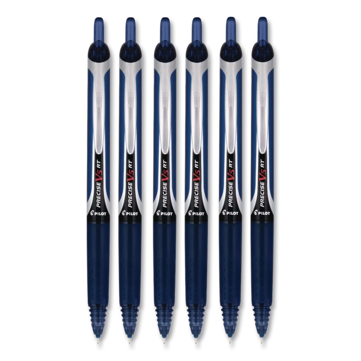 Precise V5RT Roller Ball Pen, Retractable, Extra-Fine 0.5 mm, Navy Ink, Navy Barrel, Dozen