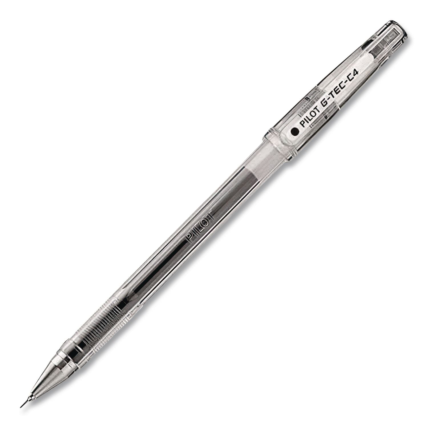 G-TEC-C Ultra Gel Pen, Stick, Extra-Fine 0.4 mm, Black Ink, Clear/Black Barrel, Dozen