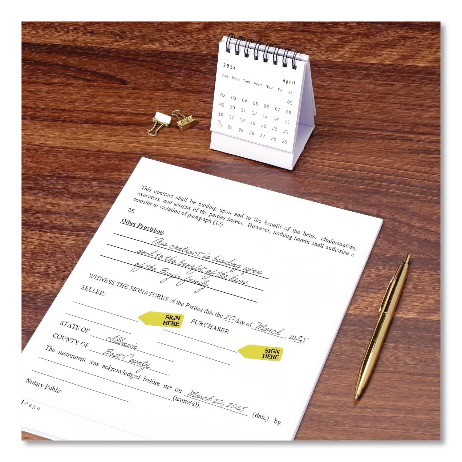 Arrow Message Page Flag Refills, "Sign Here", Yellow, 120 Flags/Roll, 6 Rolls/Box