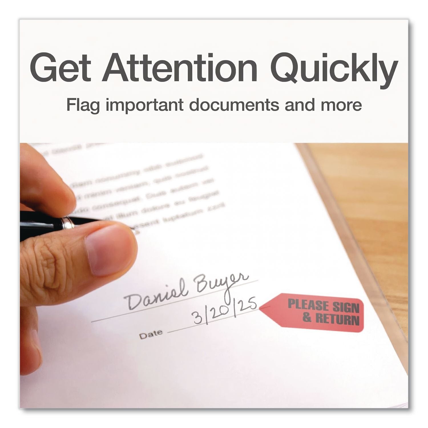 Arrow Message Page Flag Refills, "Please Sign and Return", Red, 120 Flags/Roll, 6 Rolls/Box