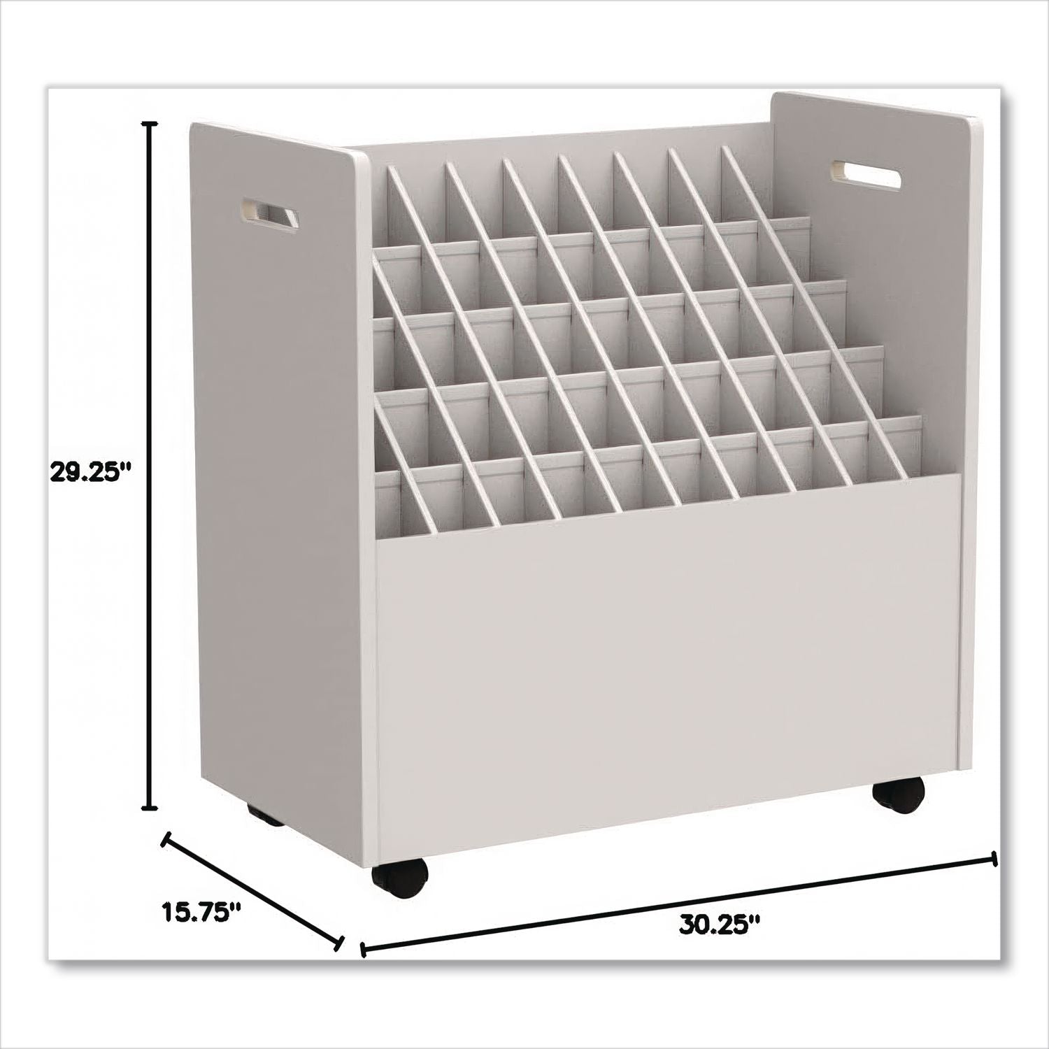 Laminate Mobile Roll Files, 50 Compartments, 30.25w x 15.75d x 29.25h, Putty