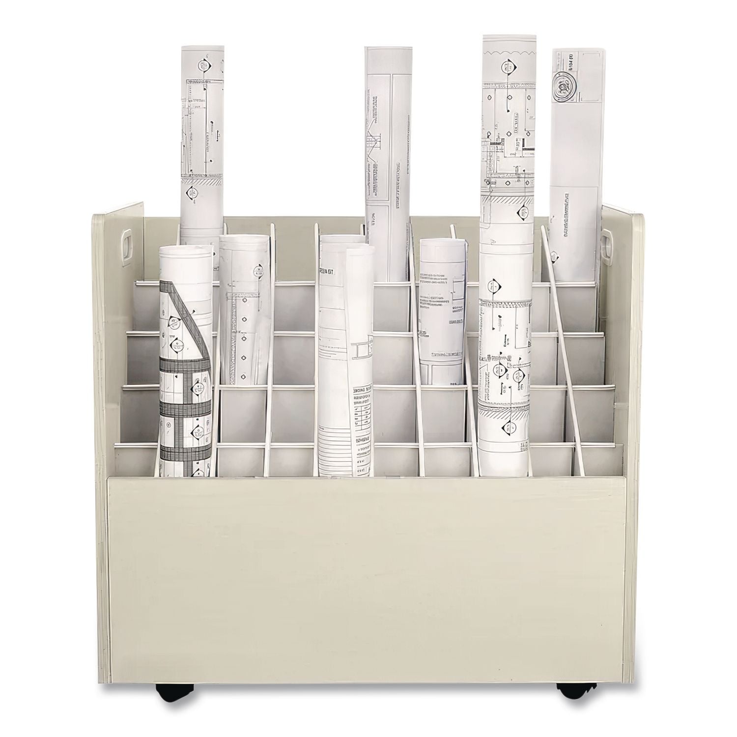 Laminate Mobile Roll Files, 50 Compartments, 30.25w x 15.75d x 29.25h, Putty