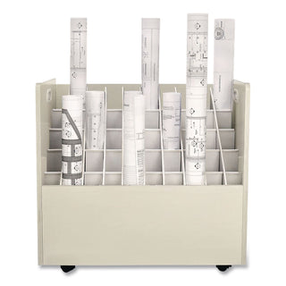 Laminate Mobile Roll Files, 50 Compartments, 30.25w x 15.75d x 29.25h, Putty