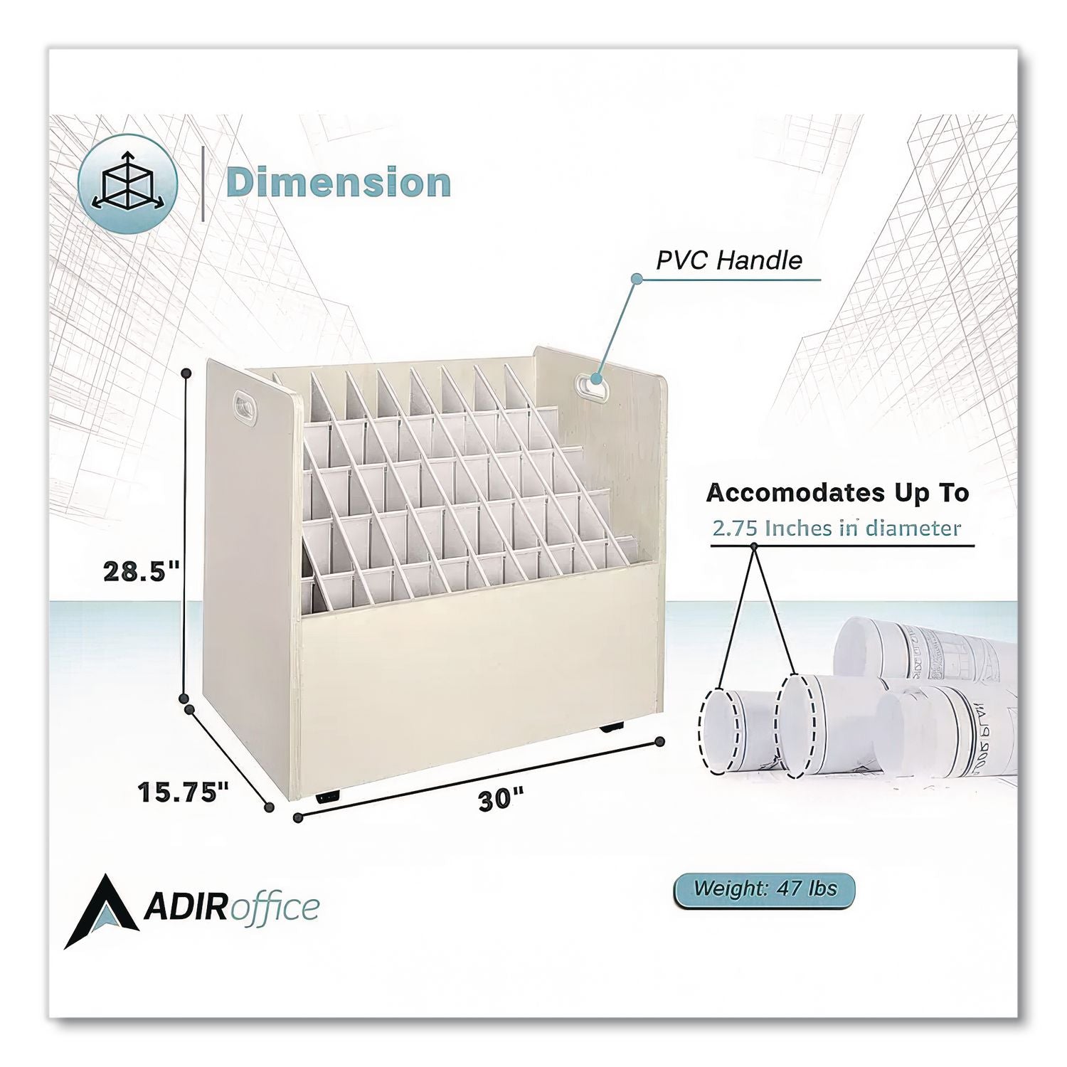 Laminate Mobile Roll Files, 50 Compartments, 30.25w x 15.75d x 29.25h, Putty