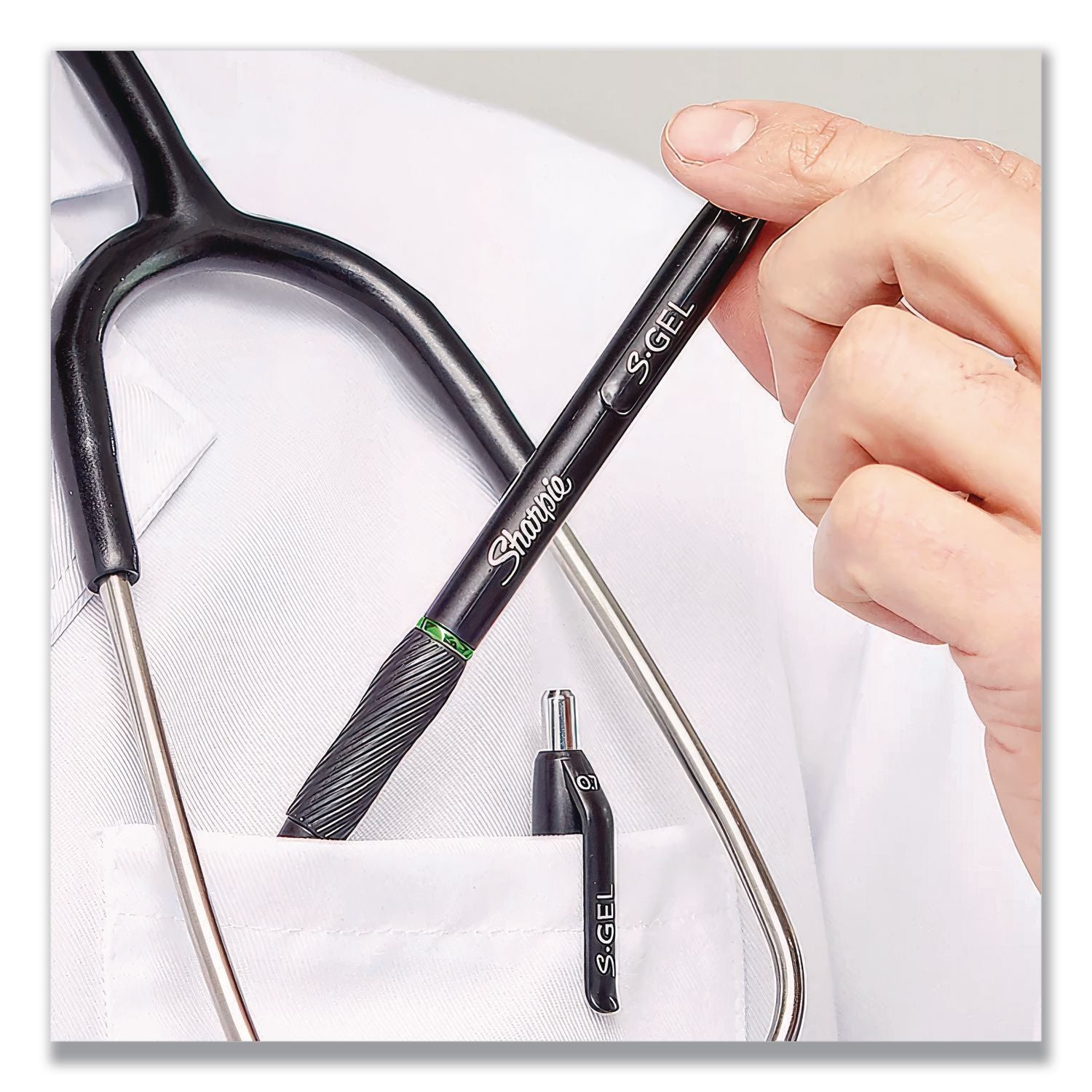 S-Gel High-Performance Gel Pen, Retractable, Extra-Fine 0.38 mm, Black Ink, Black Barrel, Dozen