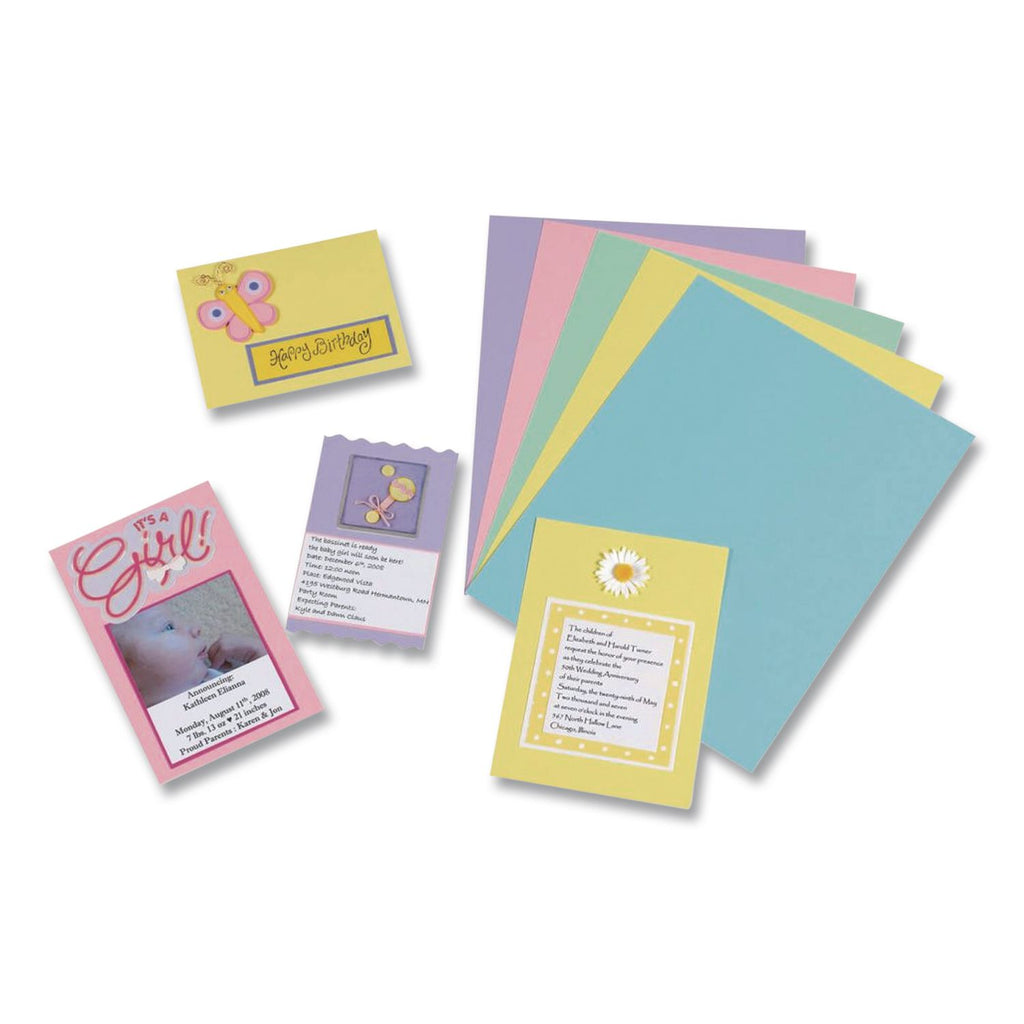 Array Card Stock, 65 lb Cover Weight, 8.5 x 11, Assorted Pastel Colors, 100/Pack