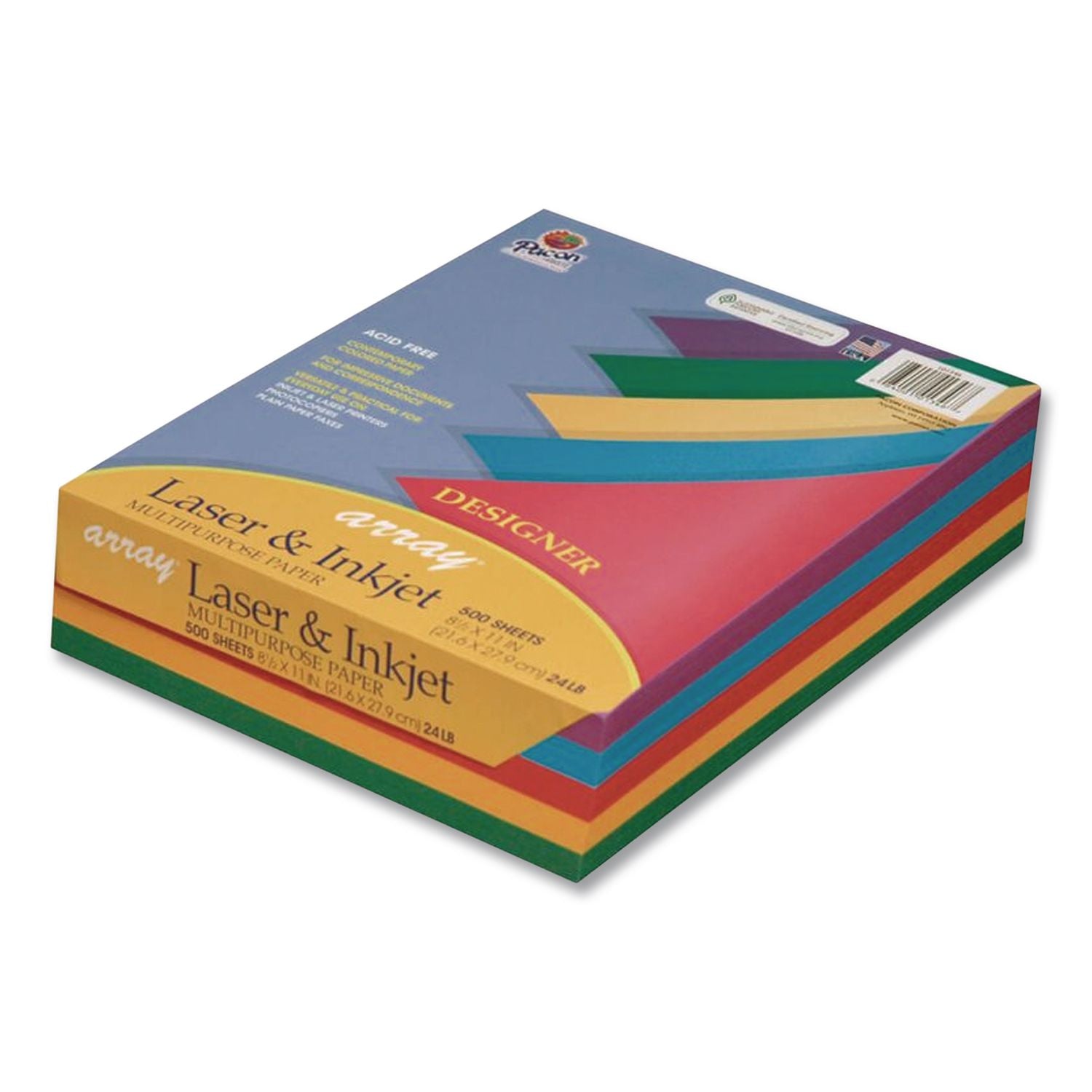 Array Colored Bond Paper, 24 lb Bond Weight, 8.5 x 11, Assorted Designer Colors, 500/Ream